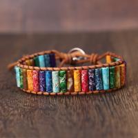 Jaspe d'impression bracelet, unisexe, couleurs mélangées, 4x13mm, Longueur:Environ 7.09 pouce, Vendu par PC