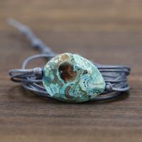 Marine Fossil Bracelet with leather cord Unisex green 20-40mm Length Approx 7.09 Inch Sold By PC