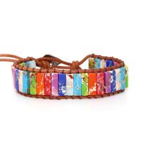 Jaspe d'impression bracelet, unisexe, couleurs mélangées, 4x13mm, Longueur:Environ 7.09 pouce, Vendu par PC