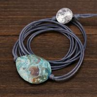 Marine Fossil Bracelet with leather cord Unisex green 20-40mm Length Approx 7.09 Inch Sold By PC