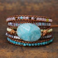 Natural Amazonite Bracelets, ​Amazonite​, with Gemstone & Brass, Unisex, mixed colors, 20-40mm, Length:Approx 7.09 Inch, Sold By PC