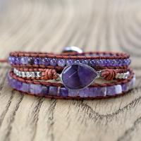 Amethyst Bracelet, with Brass, silver color plated, Unisex, purple, 10-30mm, Length:Approx 7.09 Inch, Sold By PC