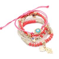 Evil Eye Jewelry Bracelet Crystal with Zinc Alloy gold color plated for woman 10-30mm Length Approx 7.09 Inch Sold By Set