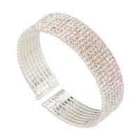 Rhinestone Cuff Bangle with Brass Donut plated for woman 15mm Inner Approx 55mm Sold By PC