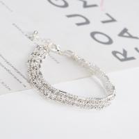 Rhinestone Bracelet with Zinc Alloy with 1.38Inch extender chain plated radiation protection & for woman 9mm Length Approx 6.69 Inch Sold By PC
