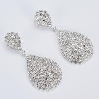 Rhinestone Earring with Brass Teardrop plated for woman Sold By Pair