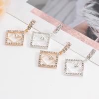 Rhinestone Earring, with Brass, Square, plated, for woman & hollow, more colors for choice, 23x45mm, Sold By Pair