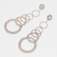 Rhinestone Earring with Brass Donut platinum color plated for woman & hollow multi-colored Sold By Pair
