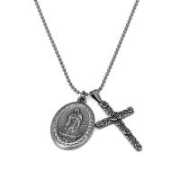 титан Свитер ожерелье, плакированный цветом под старое серебро, Мужская, 27.7x40mm,28x50mm, длина:27.56 дюймовый, продается PC