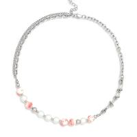 Titanium Steel Necklace, with Porcelain, silver color plated, Unisex, more colors for choice, Length:21.56 Inch, Sold By PC