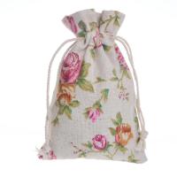 Cotton Fabric Drawstring Bag, Rectangle, printing, durable, mixed colors, 100x140mm, 100PCs/Bag, Sold By Bag