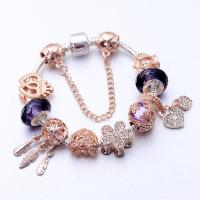 European Bracelet, Tibetan Style, with Crystal, plated, different length for choice & snake chain & with rhinestone, mixed colors, nickel, lead & cadmium free, Sold By PC