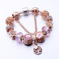 European Bracelet Zinc Alloy with Crystal plated & snake chain & enamel & with rhinestone nickel lead & cadmium free Sold By PC