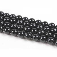 Natürliche schwarze Achat Perlen, Schwarzer Achat, rund, poliert, DIY & verschiedene Größen vorhanden, schwarz, verkauft per ca. 14.96 ZollInch Strang