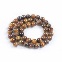Tiger Eye Beads, Runde, poleret, du kan DIY & forskellig størrelse for valg, blandede farver, Solgt Per Ca. 14.96 inch Strand