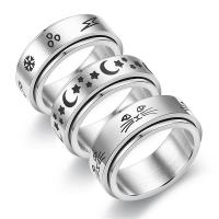 Titanium Steel Finger Ring, silver color plated, different size for choice & different styles for choice & enamel, silver color, 8mm, Sold By PC
