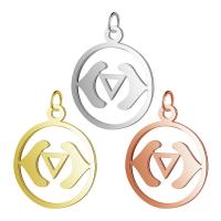 Stainless Steel Pendants, 201 Stainless Steel, Round, Vacuum Ion Plating, fashion jewelry & polished & DIY & Unisex, more colors for choice, 26x19mm, 5PCs/Bag, Sold By Bag