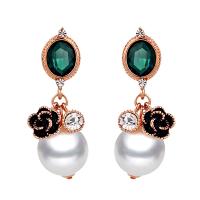 Freshwater Pearl Earrings Zinc Alloy with Freshwater Pearl & Crystal rose gold color plated fashion jewelry & for woman rose gold color nickel lead & cadmium free Sold By Pair