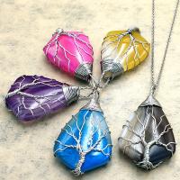 Lace Agate Pendants, Teardrop, fashion jewelry & Unisex, more colors for choice, 35*22mm,8mm, Sold By PC