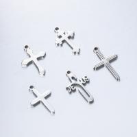 Nerezová ocel Cross Přívěsky, 304 Stainless Steel, módní šperky & unisex & různé styly pro výběr, Původní barva, 19x11.50mm, 5PC/Bag, Prodáno By Bag