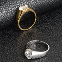 Titanium Steel Finger Ring fashion jewelry & micro pave cubic zirconia & for man 8mm Sold By PC