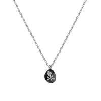 Edelstahl Schmuck Halskette, mit Verlängerungskettchen von 1.96inch, Oval-Kette & mit Blumenmuster & für Frau, Länge:ca. 15.7 ZollInch, verkauft von PC
