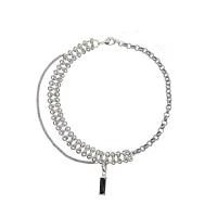 Tibetan Style Jewelry Necklace, with Glass, Rectangle, platinum color plated, fashion jewelry & multilayer & for woman, nickel, lead & cadmium free, Length:Approx 16.1 Inch, Sold By PC
