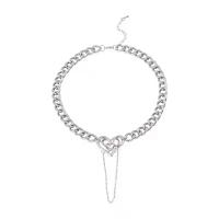 Collar de Aleación de Zinc, con 1.96inch extender cadena, Corazón, chapado en color de plata, Joyería & para mujer & con diamantes de imitación, libre de níquel, plomo & cadmio, longitud aproximado 14.5 Inch, Vendido por UD