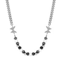 Edelstahl Schmuck Halskette, mit Glasperlen & Kunststoff Perlen, mit Verlängerungskettchen von 1.96inch, Schmetterling, Modeschmuck & unisex, Länge ca. 21.2 ZollInch, verkauft von PC