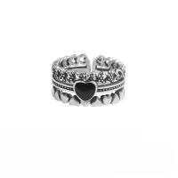 cobre Cuff Ring Finger, Coração, cromado de cor platina, joias de moda & ajustável & para mulher, níquel, chumbo e cádmio livre, tamanho:6-8, vendido por PC