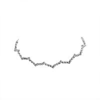 Collar de Aleación de Zinc, chapado en color de plata, Joyería & para mujer & con diamantes de imitación, libre de níquel, plomo & cadmio, longitud:aproximado 11.8 Inch, Vendido por UD