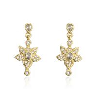Cubic Zircon (CZ) Drop Earring Brass 18K gold plated micro pave cubic zirconia & for woman Sold By Pair