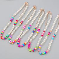 Plastik perle halskæde, Zinc Alloy, med Resin & Plastic Pearl, med 3.22inch extender kæde, mode smykker & for kvinde, flere farver til valg, nikkel, bly & cadmium fri, Længde Ca. 15.62 inch, Solgt af PC
