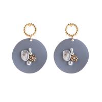 Boucles d'oreilles en alliage de zinc, avec perle de plastique, bijoux de mode & pour femme, protéger l'environnement, sans nickel, plomb et cadmium, 47x35mm, Vendu par paire