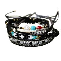 Fashion Create Wax Cord Bracelets, Seedbead, with Waxed Cotton Cord & turquoise & Plastic Pearl, Adjustable & fashion jewelry & Unisex & different styles for choice, nickel, lead & cadmium free, Length:Approx 14-25 cm, Sold By PC