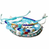 Fashion Create Wax Cord Bracelets, Seedbead, with Waxed Cotton Cord & Crystal & Plastic Pearl, Adjustable & fashion jewelry & Unisex & different styles for choice, nickel, lead & cadmium free, Length:Approx 14-25 cm, Sold By PC
