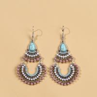 Tibetan Style Drop Earrings, with Seedbead, fashion jewelry & for woman, nickel, lead & cadmium free, 68x33mm, Sold By Pair