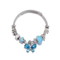 European Bracelet, Titanium Steel, Butterfly, plated, for woman & with rhinestone, more colors for choice, 50-60mm, Sold By PC