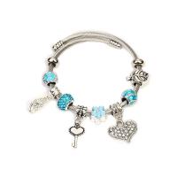 European Bracelet Titanium Steel with Polymer Clay & Zinc Alloy plated Unisex & enamel & with rhinestone 50-60mm Sold By PC