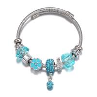 European Bracelet Titanium Steel plated for woman & enamel & with rhinestone 50-60mm Sold By PC
