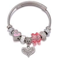 European Bracelet, Titanium Steel, plated, Unisex & with rhinestone, more colors for choice, 50-60mm, Sold By PC
