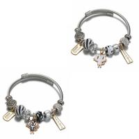 Titanium Steel Cuff Bangle, with Tibetan Style, Cat, plated, for woman & enamel & with rhinestone, more colors for choice, 50-60mm, Sold By PC