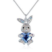 Austrian Crystal Necklace, Tibetan Style, with Austrian Crystal, Rabbit, for woman & with rhinestone, mixed colors, 36x19mm, Length:Approx 55 cm, Sold By PC