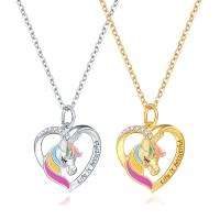 Zinc Alloy Jewelry Necklace Unicorn plated for woman & enamel & with rhinestone 5-25mm Length Approx 45 cm Sold By PC