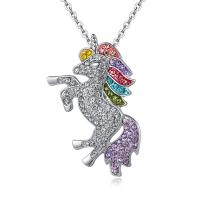 Collar de Aleación de Zinc, Unicornio, chapado, para mujer & con diamantes de imitación, más colores para la opción, 40x25mm, longitud:50 cm, Vendido por UD
