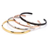 Titanium Steel Cuff Bangle, polished, for woman, more colors for choice, 55-65mm, Sold By PC