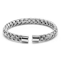 Titanium Steel Cuff Bangle, electrolyzation, Unisex, silver color, 63-65mm, Sold By PC