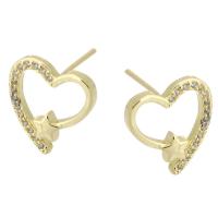 Cubic Zirconia Micro Pave Brass Earring gold color plated fashion jewelry & micro pave cubic zirconia & for woman golden Sold By Lot
