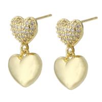 Cubic Zirconia Micro Pave Brass Earring gold color plated fashion jewelry & micro pave cubic zirconia & for woman golden 20mm Sold By Lot