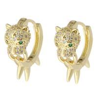 Messing Huggie Hoop Earring, gold plated, mode sieraden & micro pave zirconia & voor vrouw, gouden, 9x22x20mm, 10paren/Lot, Verkocht door Lot